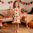thumbnail image 2 of WXFAZCVU Toddler Girls Nightdress Halloween Graphic Print Sleepwear Short Sleeve Pajamas Dress Size 6-7 Years, 2 of 4