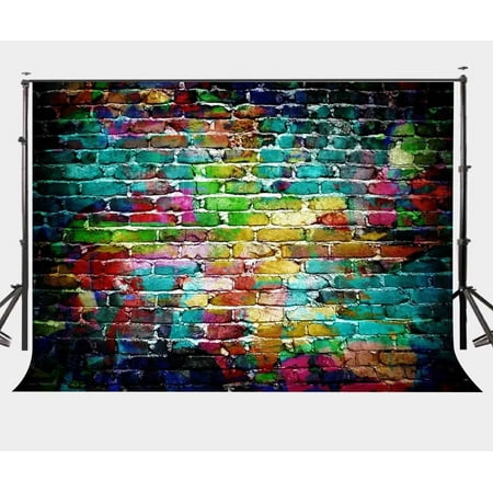 Image of MOHome 7x5ft Abstract Doodle Backdrop Colorful Brick Wall Photography Backgorund Cool Fashion Studio Shooting Props