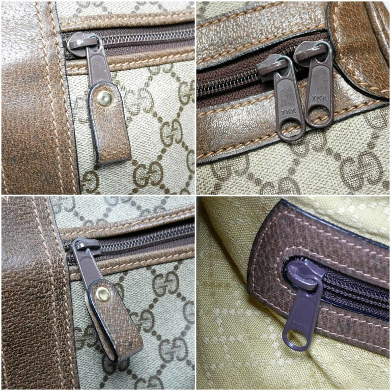 Authenticated Used GUCCI Old Gucci Vintage Travel Bag Boston Unisex 1970's  70'S GG Pattern / Pigskin Gold Hardware Brown Beige 