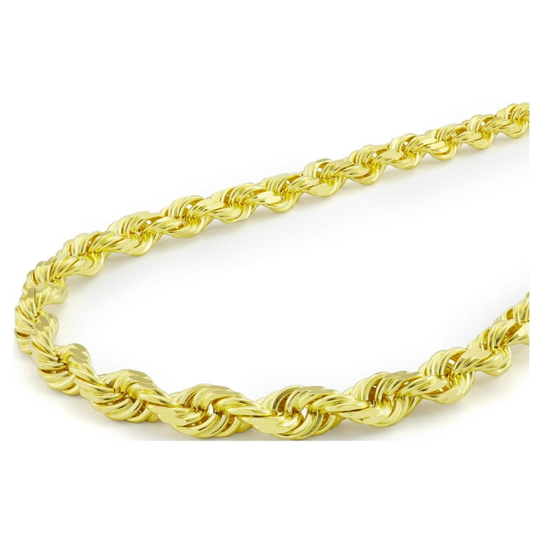 Nuragold 10K Yellow Gold 6mm Rope Chain Diamond Cut Necklace, Mens Womens Jewelry 16 inch - 30 inch, Adult Unisex, Size: One Size