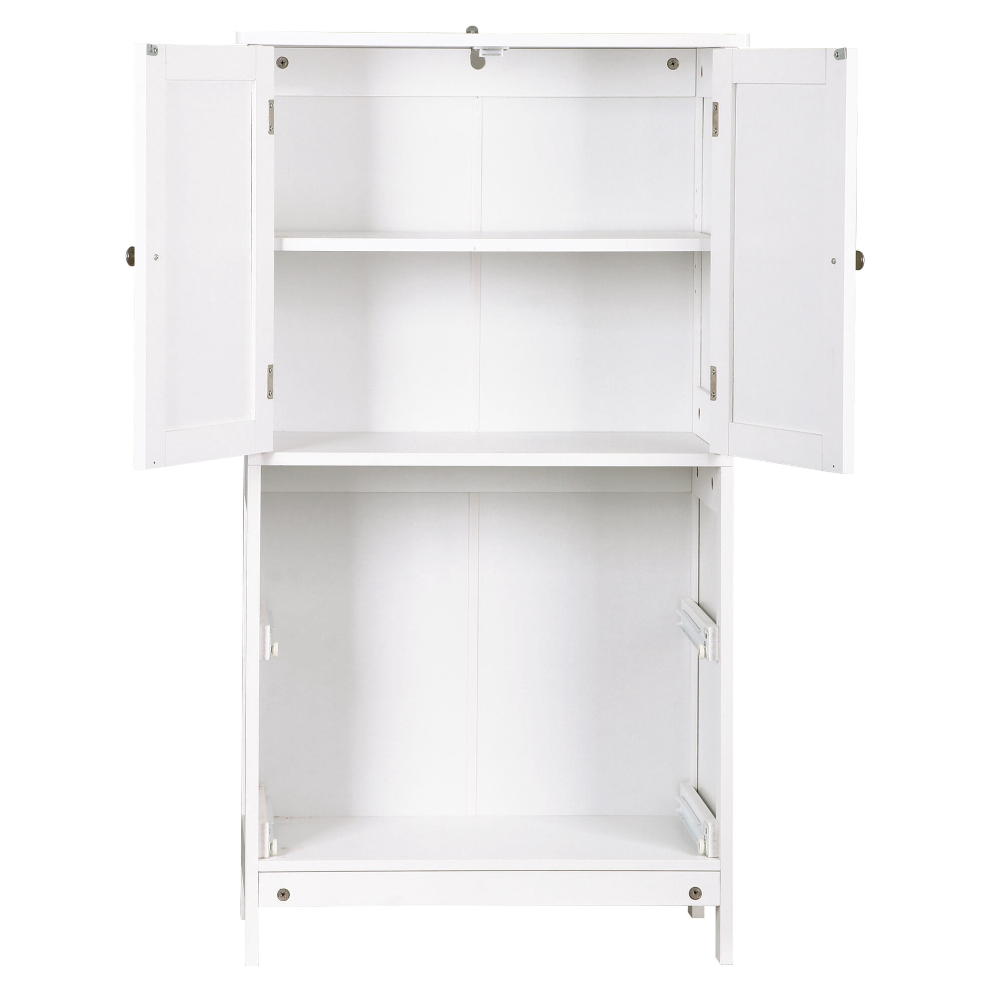 ZENSTYLE Freestanding MDF Bathroom Cabinet with 2 Drawers and Adjustable Shelf Extra Storage Space, White