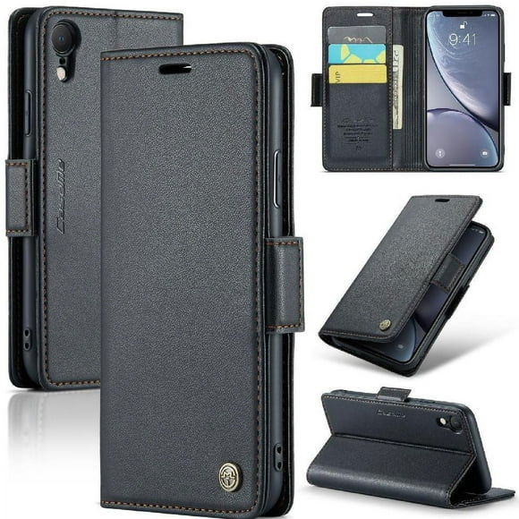 CaseMe Case for IPhone XR Kickstand Shockproof Case Card Slot Anti Fraud Wallet Case