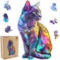 thumbnail image 1 of Puzzle de madera Delobil Colorful Cat 200 piezas para adultos, 1 of 7