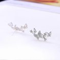 thumbnail image 3 of 925 Sterling Silver Cubic Zirconia Crystal 3d Butterfly Design Ear Cuff Bridal Stud Earrings, 3 of 5