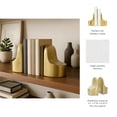thumbnail image 6 of Polished Ceramic Bookends for Bookshelf Styling - Elegant Artful Book Accent for Library Accessories - Decorative Display for Home Office and Desk Decor - Set of 2, 6", Gold & Metallic, 6 of 14
