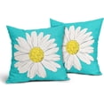 thumbnail image 2 of Daisy Flower Aqua Turquoise Pillow Covers 18x18 Inch White Petal Floral Bloom Decorative Teal Pillow Cases Spring Summer Cushion Covers Farmhouse Home Decor for Porch Couch Outdoor Set of 2, 2 of 6