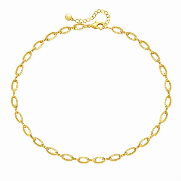 French Thread O-Shaped Chain Circle Chain Choker Retro Necklace Copper Plating 18K Gold Chain Simple Necklace