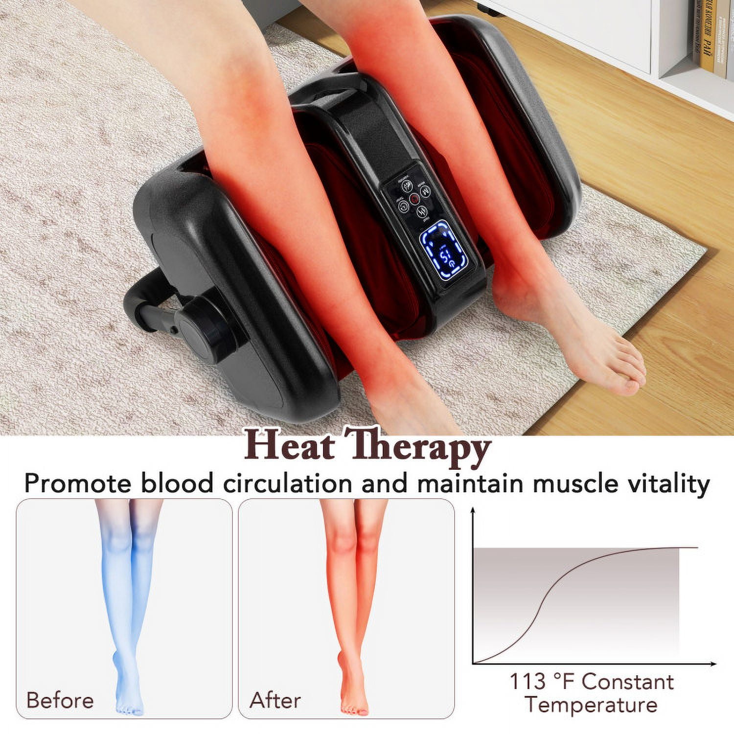 Barara King Foot Massagers,Foot Relaxation,Foot and Calf Massager with Heat Shiatsu Deep Kneading Rolling Smart Electric Leg Massager-Black