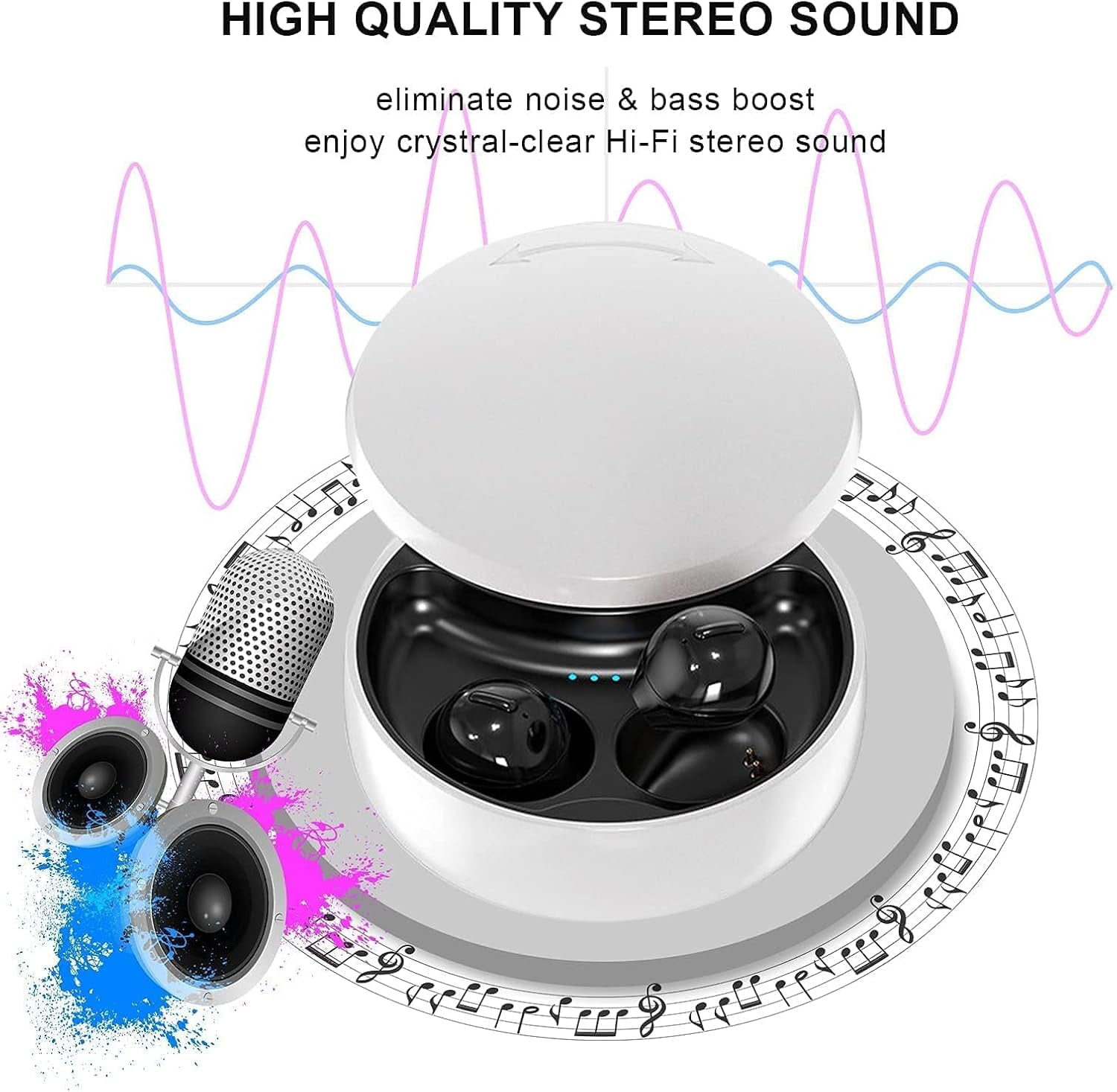 Smallest Invisible Earbuds Wireless Ear Buds Bluetooth in Ear Mini Discreet Small Tiny Earpiece Sleep Earbuds Hidden with Charging Case Headphones for Small Ears Work Sleeping Android