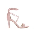 thumbnail image 3 of BLISSFUL STEP Mother's Day Women's Shoes Stiletto High Heel Ankle Wrap Tie Open Toe Faux Suede Sandals Light Pink 8, 3 of 8