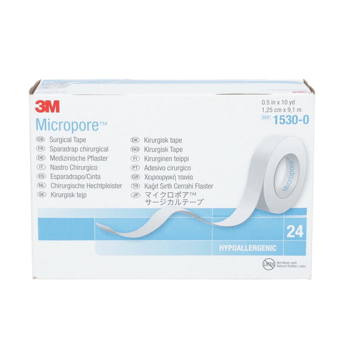 Micropore Medical Tape 1530-0 1/2 Inch X 10 Yard Box of 24, White