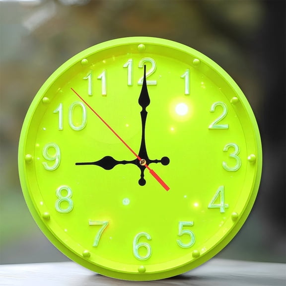 Lime Green Wall Clock Modern Home Decor 10-Inch Silent Wooden Wall Clock, Battery Operated (AA Batteries Not Included), Artistic Home Decor