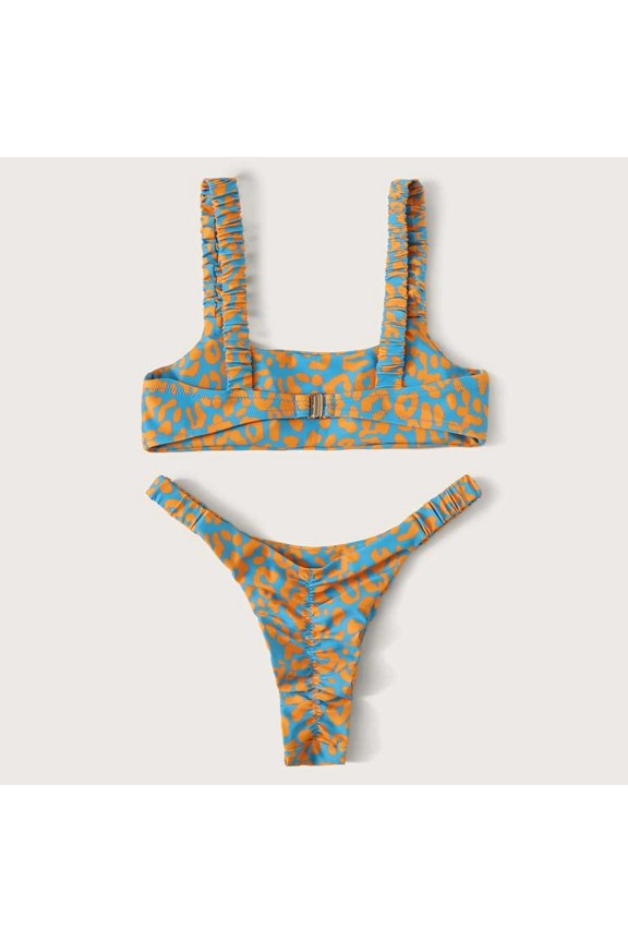 Bikinis For Women Piece Split Sling Swimwear Two Printed Swimsuit Wire Bikini Women's Swimwears Tankinis Set,Green S