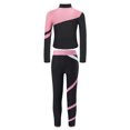 thumbnail image 4 of YONGHS Kids Girls 2 Piece Figure Skating Suit Sweatshirts Jacket with Skating Leggings Pants Set Pink 6, 4 of 7