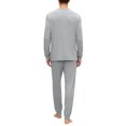 thumbnail image 5 of Dwelliawo Mens Pajama Set, Henley Long Sleeve T-Shirt and Pants with Pockets Two Pieces Lounge Pj Loose Fit Comfortable Solid Color Dressy Fall Winter Loungewear Set Light Gray XL, 5 of 9