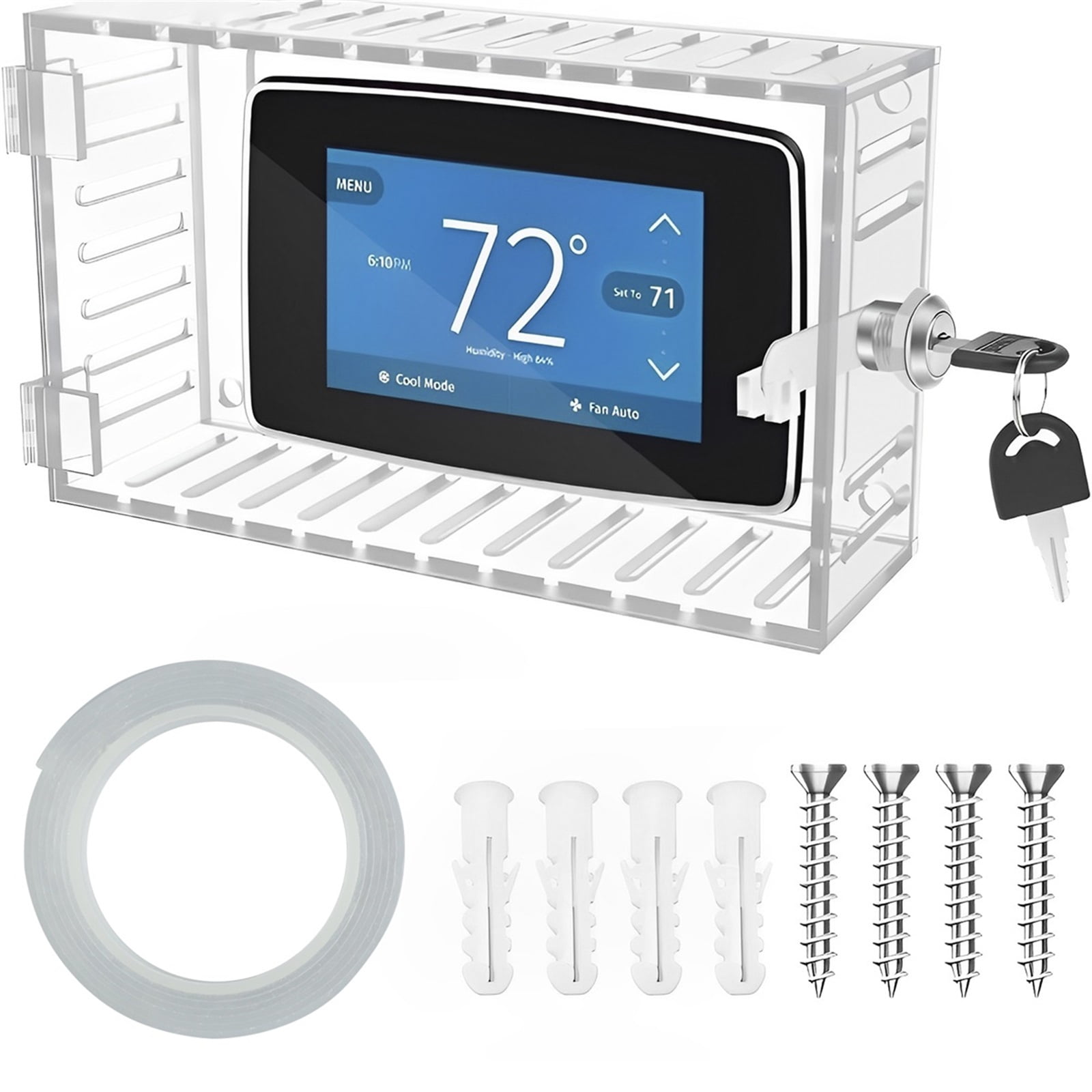 BISupply AC Thermostat Cover With Lock XL 1pk - Wall AC Panel Lock Box With Key