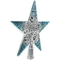 thumbnail image 3 of ELAYARD Hollowed Out Christmas Tree Topper Glittering Star Ornament in Silvery Blue, Sparkle Xmas Tree Decoration for Holiday Home,1pc,7.87X7.87X1.18in, 3 of 10