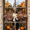thumbnail image 6 of Autumn DecorationsforHome, Fall Wreath Decorations, Faux Branches, Woven Bow, Horizontal Wall Mounting, Warm Brown Tones, 24 In, 1 Pc, 6 of 8