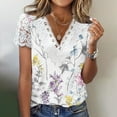 thumbnail image 3 of Fesfesfes Womens V Neck T Shirts Women Fashion Summer Sexy Fold Printed Regular Women Short Sleeves V Neck Button Top T Shirts for Women Loose Fit S(US:4), 3 of 6