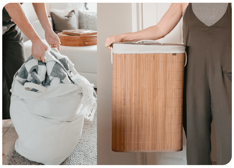 CleverMade Bamboo Single Hamper Luxe - Natural Bamboo/Cream