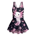 thumbnail image 4 of Uourmeti Cartoon Axolotl & Cherry Blossom Girls' One Piece Swim Dress - Quick Dry, Stretchy Skirted Bathing Suit for Beach & Pool, 4 of 8