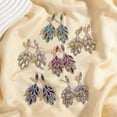 thumbnail image 5 of Rhinestone Leaf Wedding Statement Long Dangle Earrings for Women Bridal Dainty Cubic Zirconia Drop Earring Elegant Tassels Leaves Jewelry Gift Prom Dancing Party Anniversary Birthday Xmas, 5 of 6