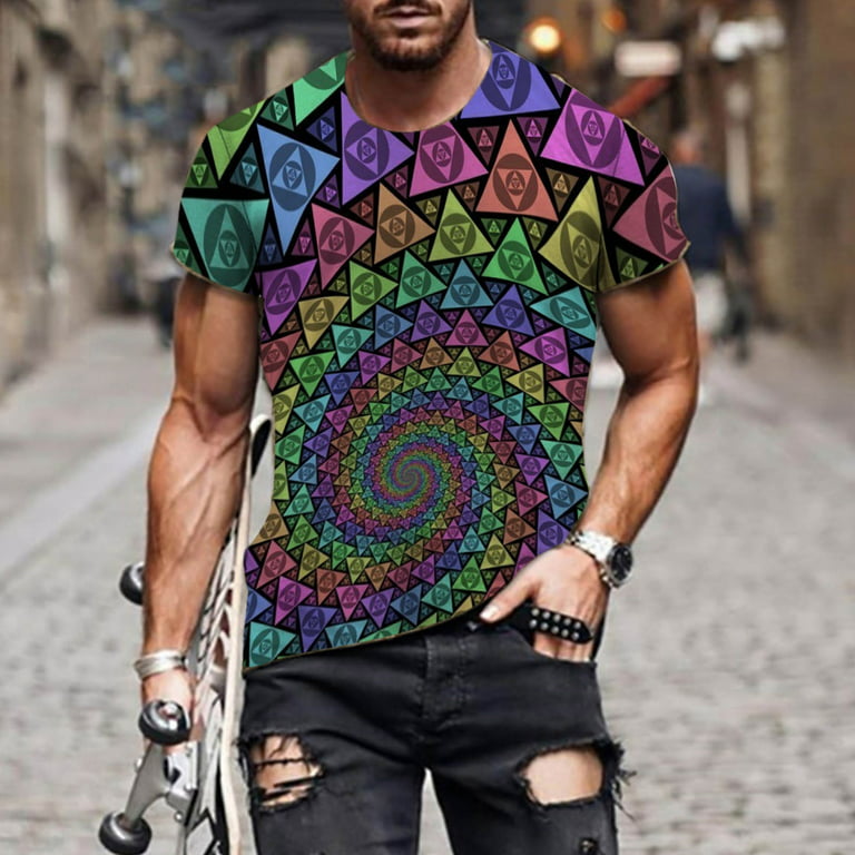 Casual Blouse Spring Summer T-Shirt Top Sleeve Men's Printed O Neck Short  Men's Blouse Casual Slim Fit Shirts Purple at  Men's Clothing store