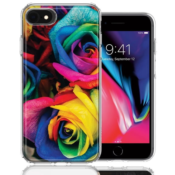 MUNDAZE For Apple iPhone 7/8/SE Colorful Roses Design Double Layer Phone Case Cover