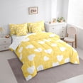 thumbnail image 3 of Feelyou Cute Love Heart Twin Bedding Sets 7-Piece for Teen, Romantic Cartoon Bedding Comforter Set, Yellow Graffiti Lines Reversible Sheet Sets, Lightweight Room Decor, 3 of 8