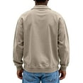 thumbnail image 3 of LTTVQM Men's Long Sleeve Polo Shirts Distressed Washed Cotton T-Shirt Lightweight Casual Button Collared Shirt Top Khaki 2XL, 3 of 3