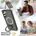thumbnail image 3 of Asuwish Phone Case for Samsung Galaxy S23 Plus S23+ 5G Tempered Glass Screen Protector Magnetic Folding Stand Frosted Translucent Rugged Shockproof Protective Cell Cover SM-S916U 6.6 Women Men Black, 3 of 8