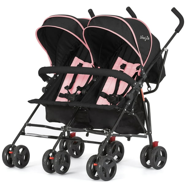 Dream On Me Volgo Umbrella Stroller Side By Side Stroller Double Stroller Pink Walmart Com