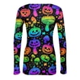 thumbnail image 5 of IYYVV Halloween Shirts for Women 2026 Long Sleeve Crewneck Slim Fitted Basic Tees Funny Ghost Pumpkin Graphic Ribbed Shirt Multicolor M, 5 of 6