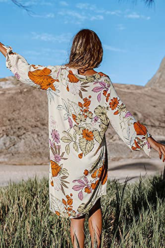 Cupshe Women's Casual Long Sleeve Floral Buttoned Summer