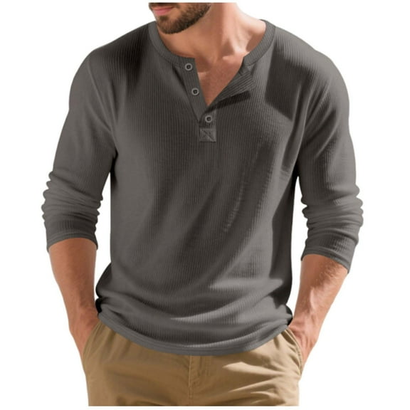 Fengactive Men's Henley Shirts Long Sleeve Lightweight Button T-Shirt Casual Basic Tee Top