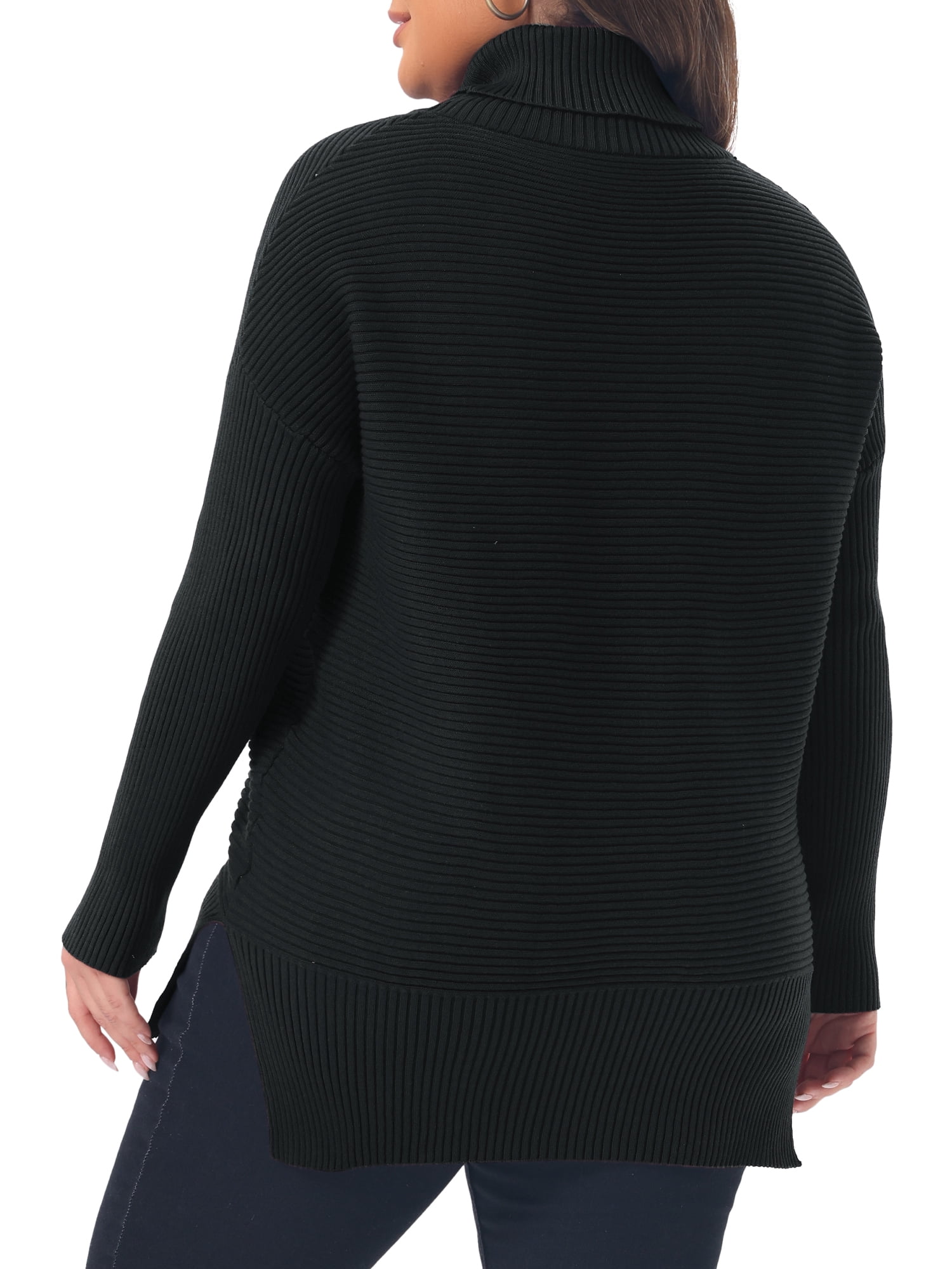 DARING DIVA Women's Plus Turtleneck Long Sleeve Sweater 2X Black
