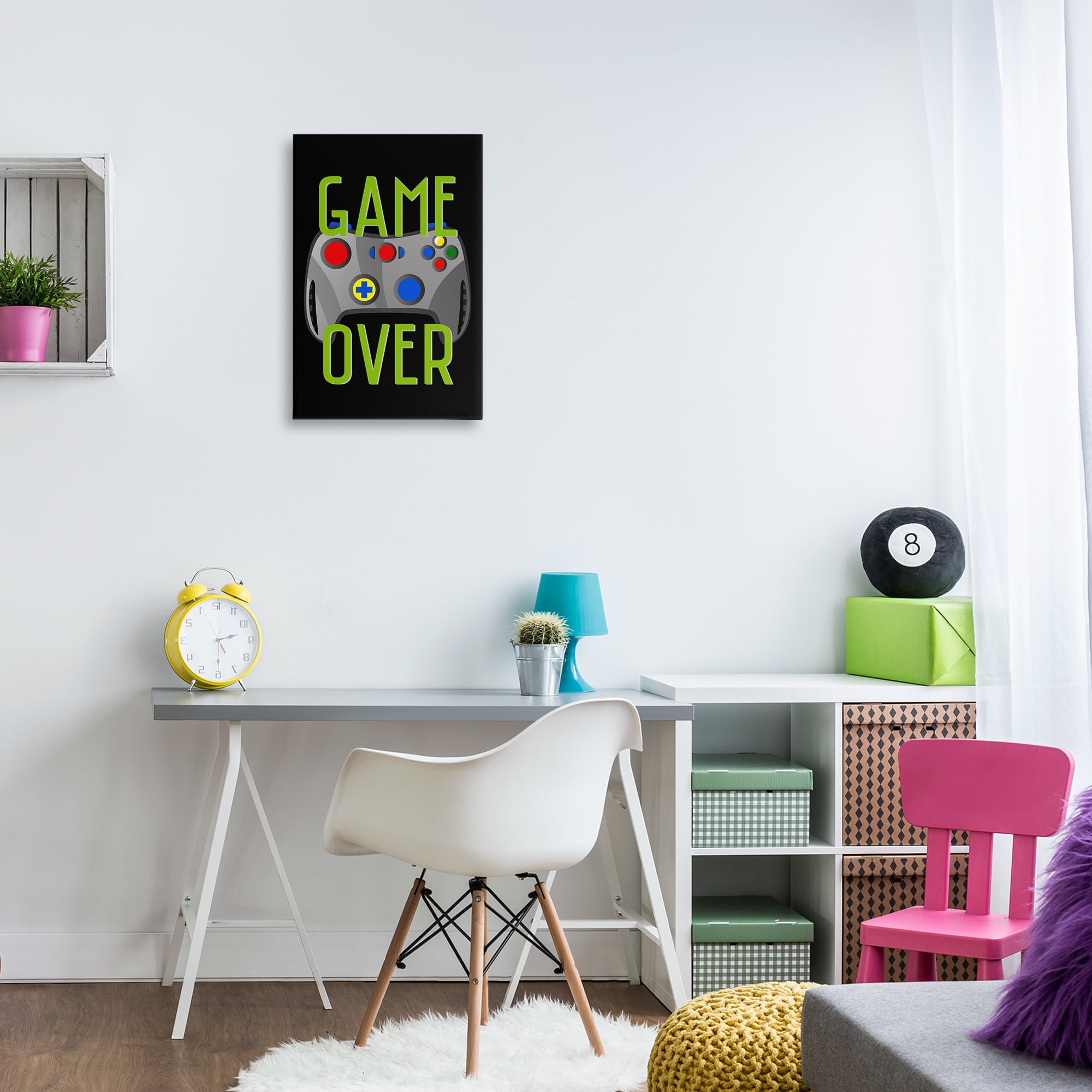 Stupell Industries Game Over with Controller Typography Painting Gallery Wrapped Canvas Art Print Wall Art, 16 x 24