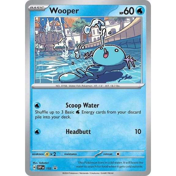 Collectible Pokemon Scarlet & Violet Surging Sparks Cosmos Holo Promo Wooper SVP155