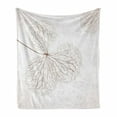 thumbnail image 1 of Flower Soft Flannel Fleece Throw Blanket, Abstract Plant Floral Design with Veins Natural Botanic Plants Image Artwork, Cozy Plush for Indoor and Outdoor Use, 50" x 60", White and Brown, by Ambesonne, 1 of 6