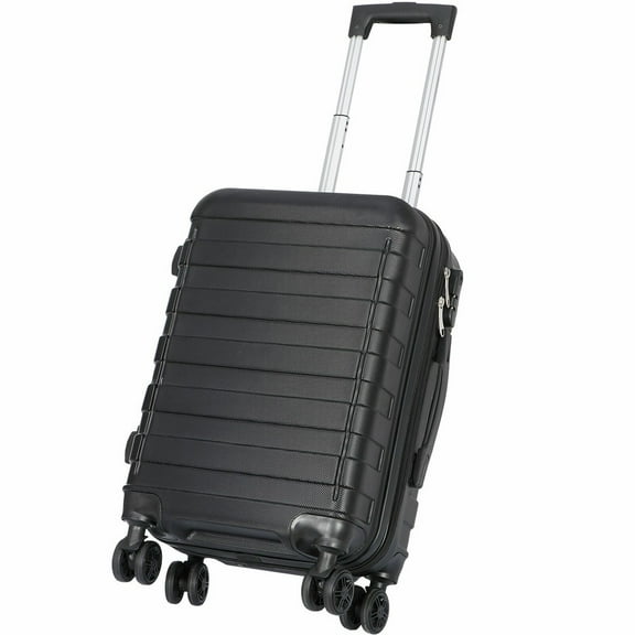 SONGMY 21" Carry-on Spinner Luggage, Black Expandable Suitcase with Wheels, Hardside Travel Luggage with TSA Lock