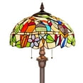 thumbnail image 7 of Tiffany Floor Lamp Mission Style Blue Stained Glass Floor Light for Reading Antique 16" Double Light Standing Lamp for Living Room Bedroom Home Office, 7 of 7