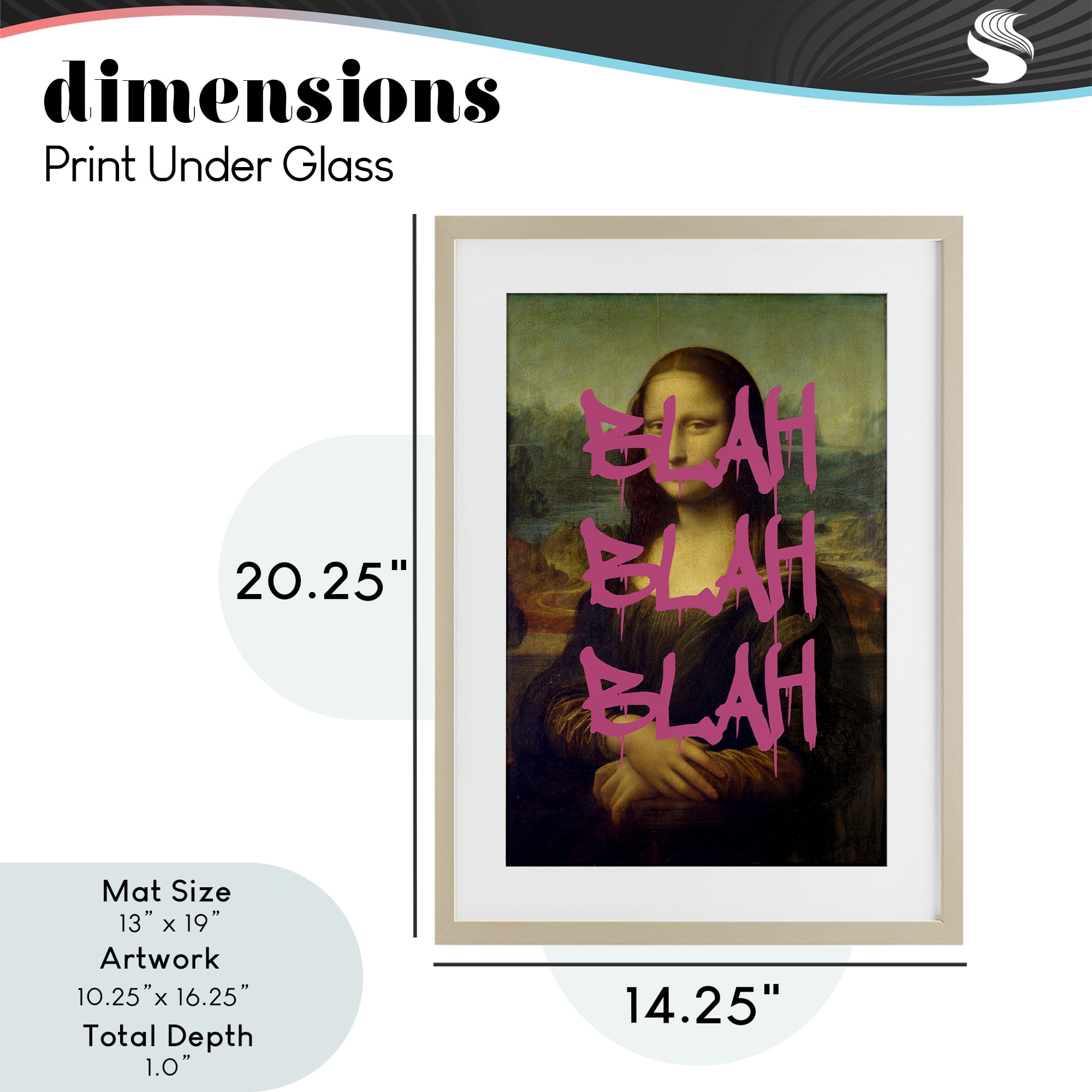 Graffiti Over Mona Lisa Birch Framed Print Under Glass, design by Masters Redux