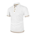 thumbnail image 4 of Polo Shirts for Men Summer Mesh Ice Silk Solid Color Short Sleeve Button Lapel Breathable Tops Lightweight Mens T Shirts White XL, 4 of 5