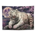 thumbnail image 5 of GOSMITH White Tiger Tapestry Dreamlike Night Pink Flowers White Tiger Tapestry Home Decoration Wall Art for Living Room Bedroom Dorm Painting, 5 of 6