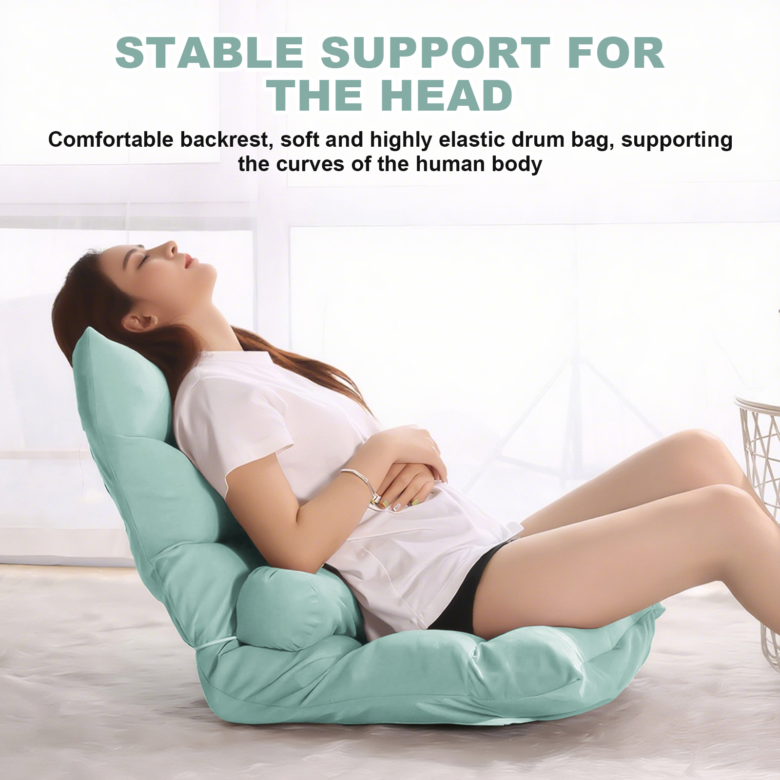 Eurhowing 5-Position Adjustable Floor Chair Folding Gaming Chair, Ergonomic Foldable Lounge Chair, Portable Floor Recliner for TV Watching, Reading, Living Room, Green