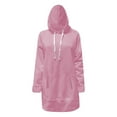 thumbnail image 5 of Zedker Hoodies for Women Warmy Oversized Dress Casual Pullover Split Hem Drawstring Long Sweatshirt with Pocket Pink S, 5 of 7