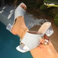 thumbnail image 6 of Roncen Women's Square Open Toe Heeled Mules Flip Flops Chunky Heels Slip On Sandals Block High Heel Fashion Wedding Dress Shoes, 6 of 9