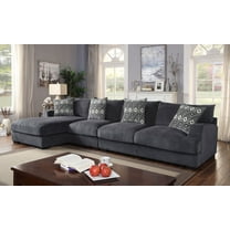 Contemporary Modular Large Sectional L-Shaped Left Chaise Sectional Gray Chenille Living Room Furniture Couch Lounge Guest