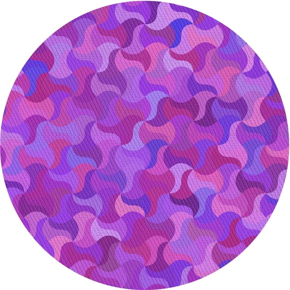 Ahgly Company Indoor Round Patterned Fuchsia or Magenta Purple Area Rugs, 8' Round