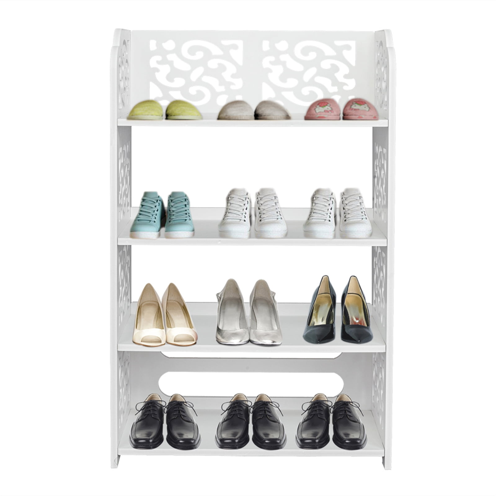 UWR-Nite 4-Tier Carved Shoe Rack, White
